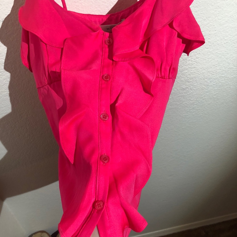 Milly Pink Ruffle Tank Top - Picture 4 of 6